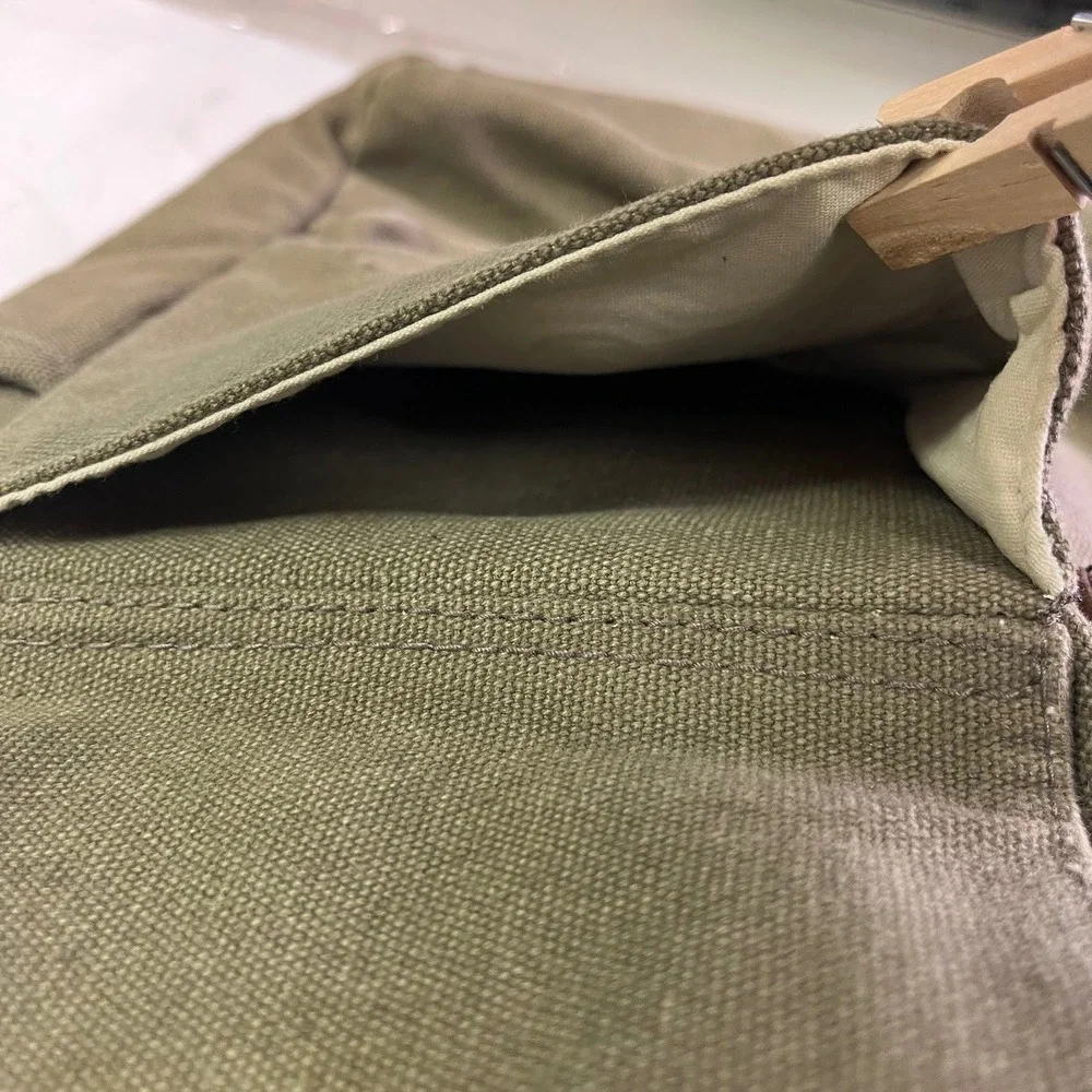 Fossil Olive Green Canvas Messenger Bag Crossbody Satchel Buckle Utility Unisex